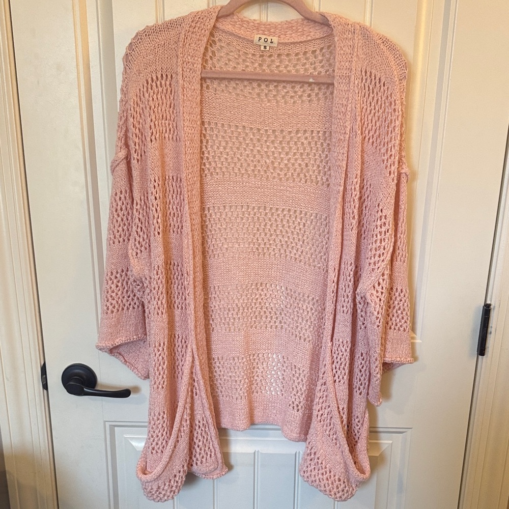 POL Pink Oversized Open Knit Cardigan